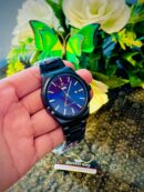 Successway Men's Analog Watch – Blue Dial, Black Strap (Water Resistant)