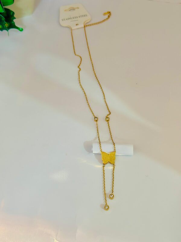 Golden Butterfly Pendant Necklace - Image 3