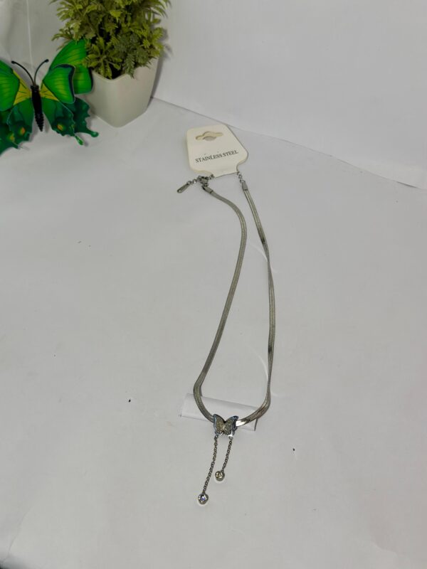 Stainless Steel Butterfly Pendant Necklace - Image 3