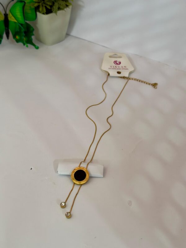 Elegant Black & Gold Pendant Necklace  - Image 2