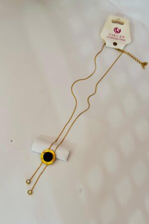 Elegant Black & Gold Pendant Necklace 