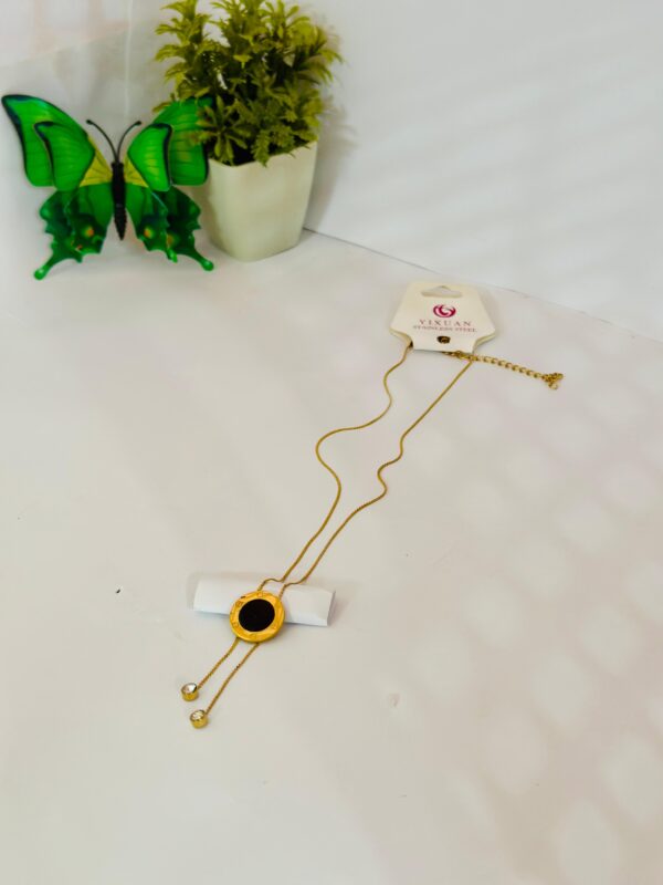 Elegant Black & Gold Pendant Necklace  - Image 3