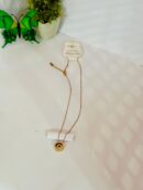 Gold-Tone Round Pendant Necklace – Stainless Steel