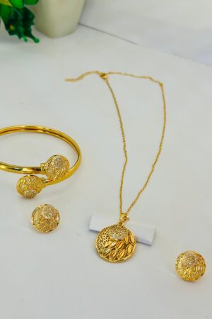 Gold-Tone Jewelry Set (Necklace, Earrings & Bracelet)