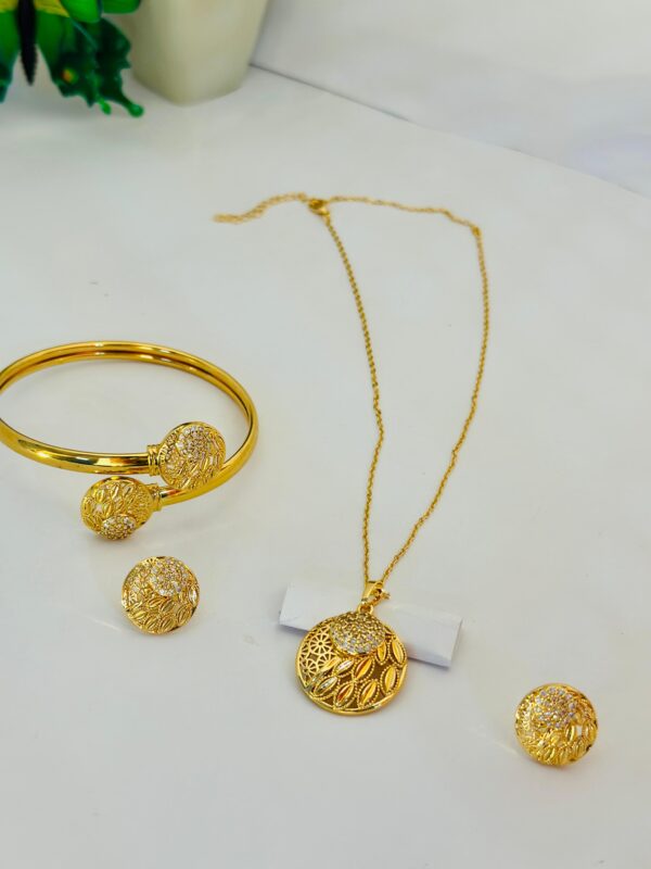 Gold-Tone Jewelry Set (Necklace, Earrings & Bracelet)